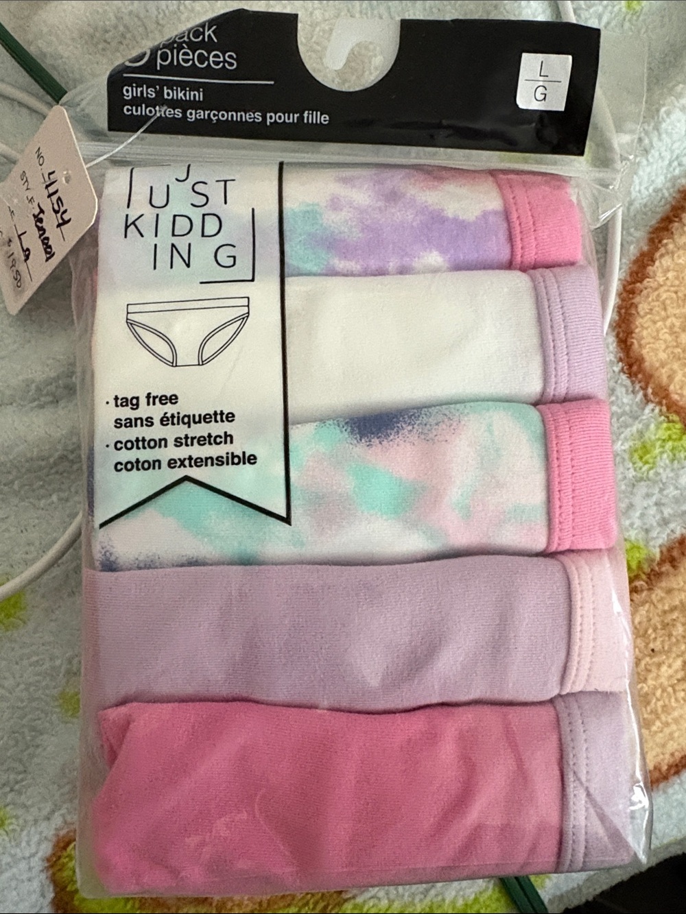Girls' Cotton Stretch Bikini Underwear Pack - Pink, Lavender & White